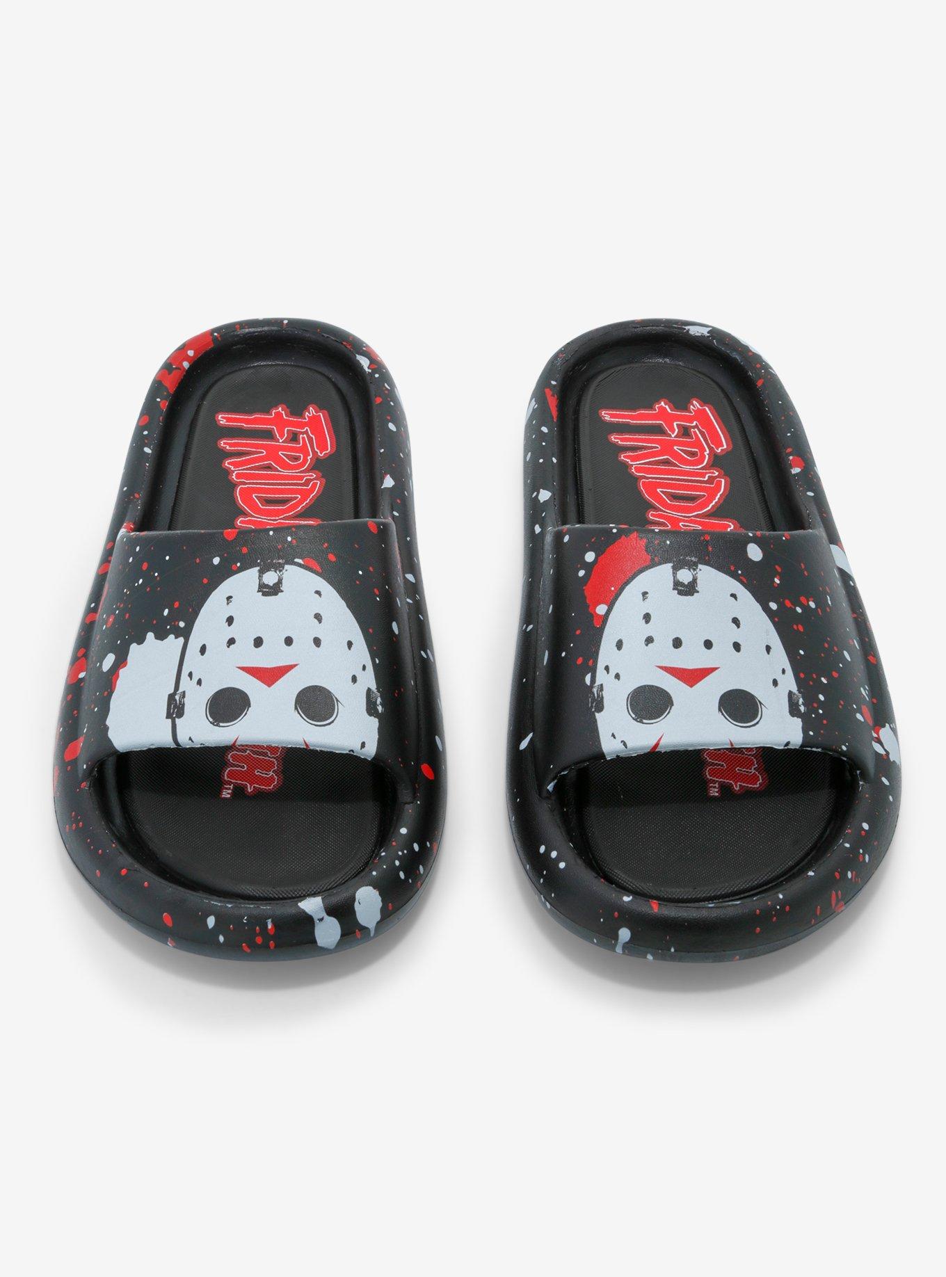 Friday The 13th Jason Mask Slide Sandals, , hi-res