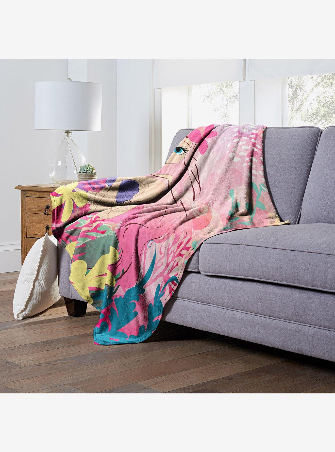 Disney The Little Mermaid Classic Watercolor Princess Silk Touch Throw Blanket, , alternate