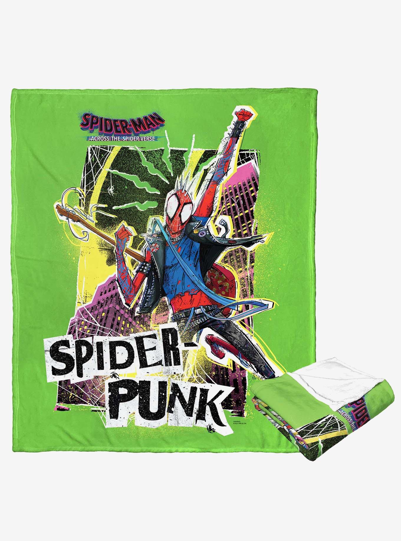 Marvel Spider-Man Across The Spiderverse Spider Punk Green Silk Touch Throw Blanket, , hi-res