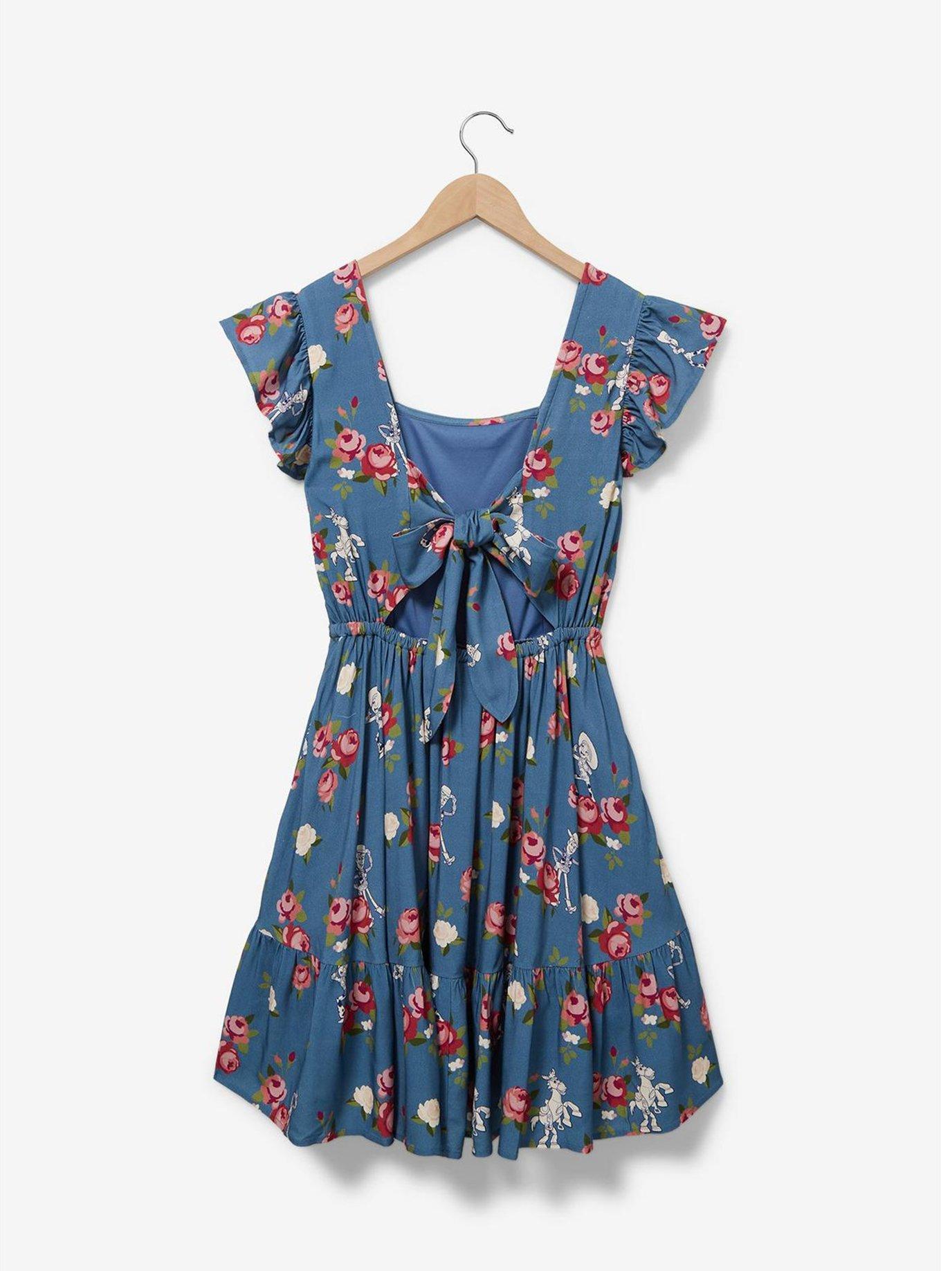 Her Universe Disney Pixar Toy Story Woody's Roundup Floral Tie-Back Dress — BoxLunch Exclusive, NAVY, alternate