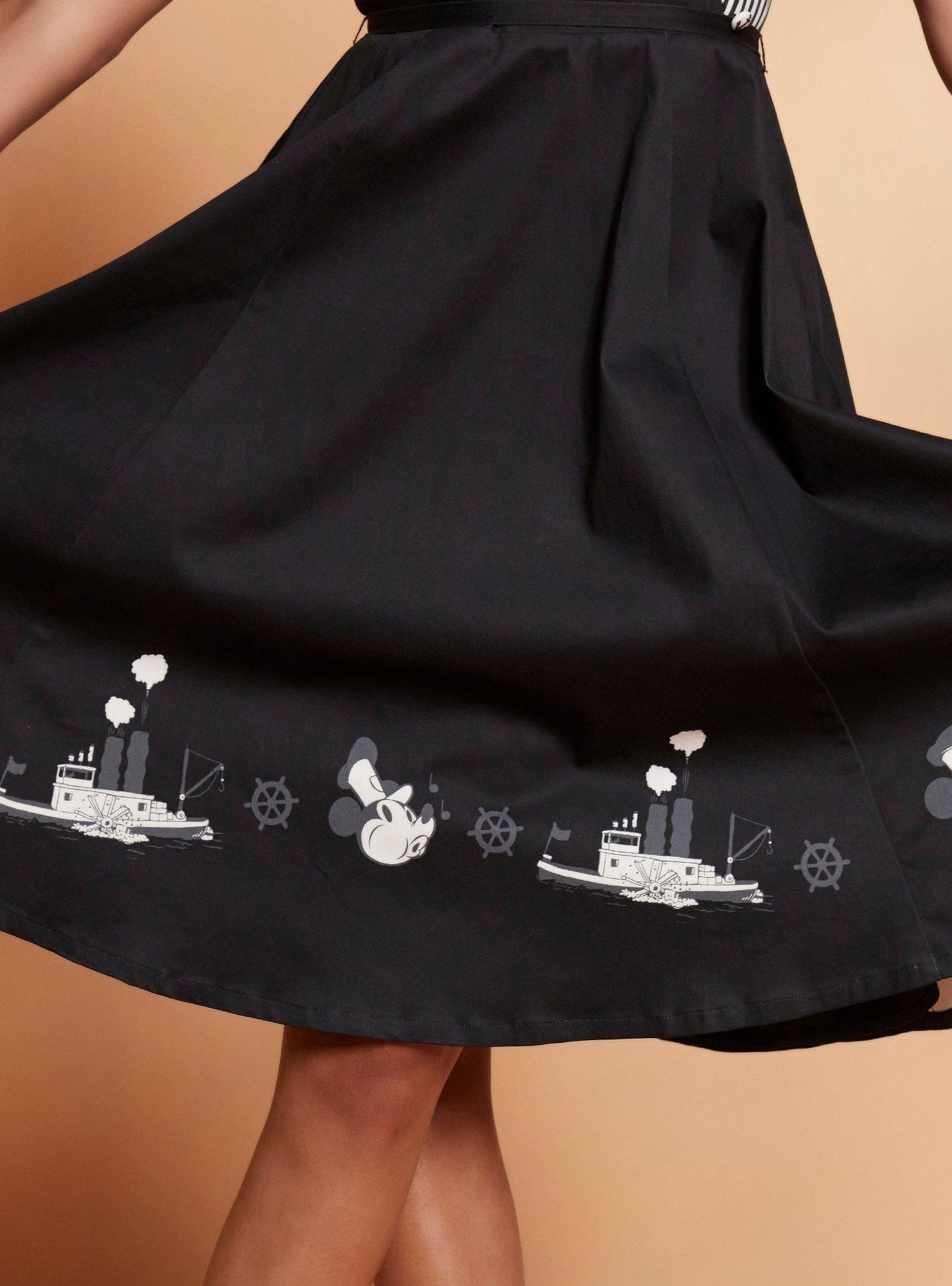 Her Universe Disney Steamboat Willie Retro Dress Her Universe Exclusive, BLACK  WHITE, alternate