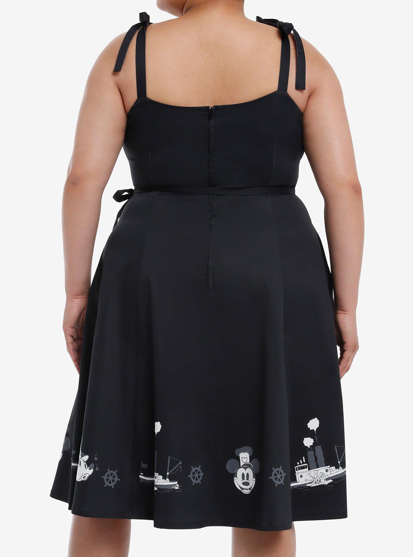 Her Universe Disney Steamboat Willie Retro Dress Plus Size Her Universe Exclusive, BLACK  WHITE, alternate