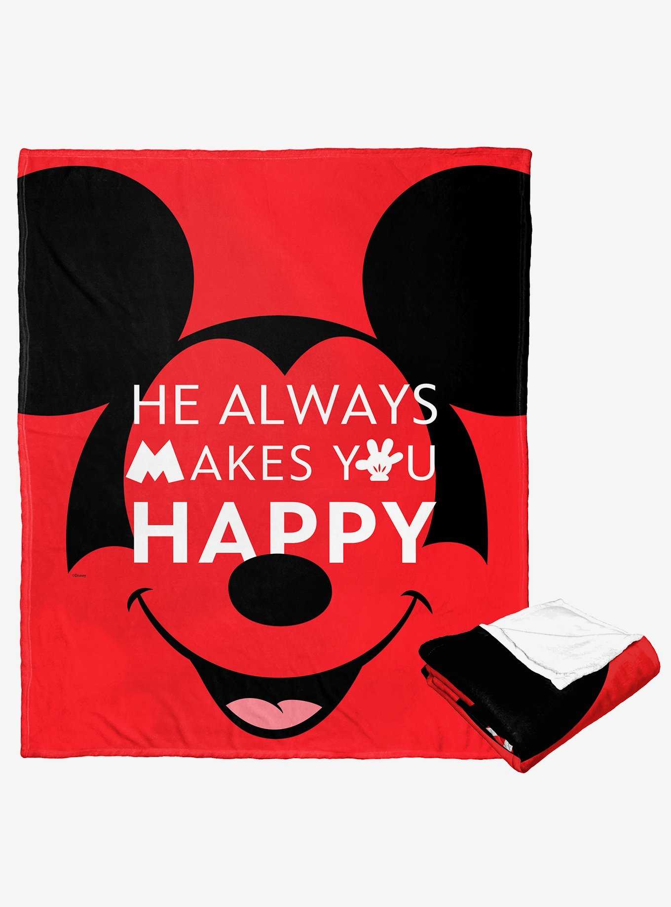 Disney100 Mickey Mouse He Makes You Happy Silk Touch Throw, , hi-res