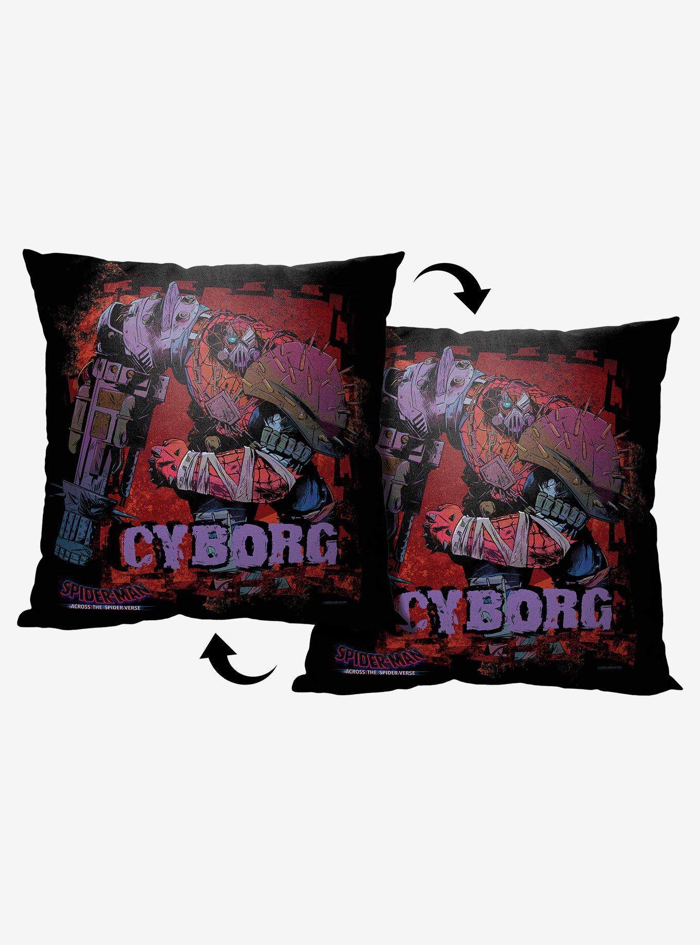Marvel Spider-Man Across The Spiderverse Here Comes Cyborg Printed Throw Pillow, , alternate