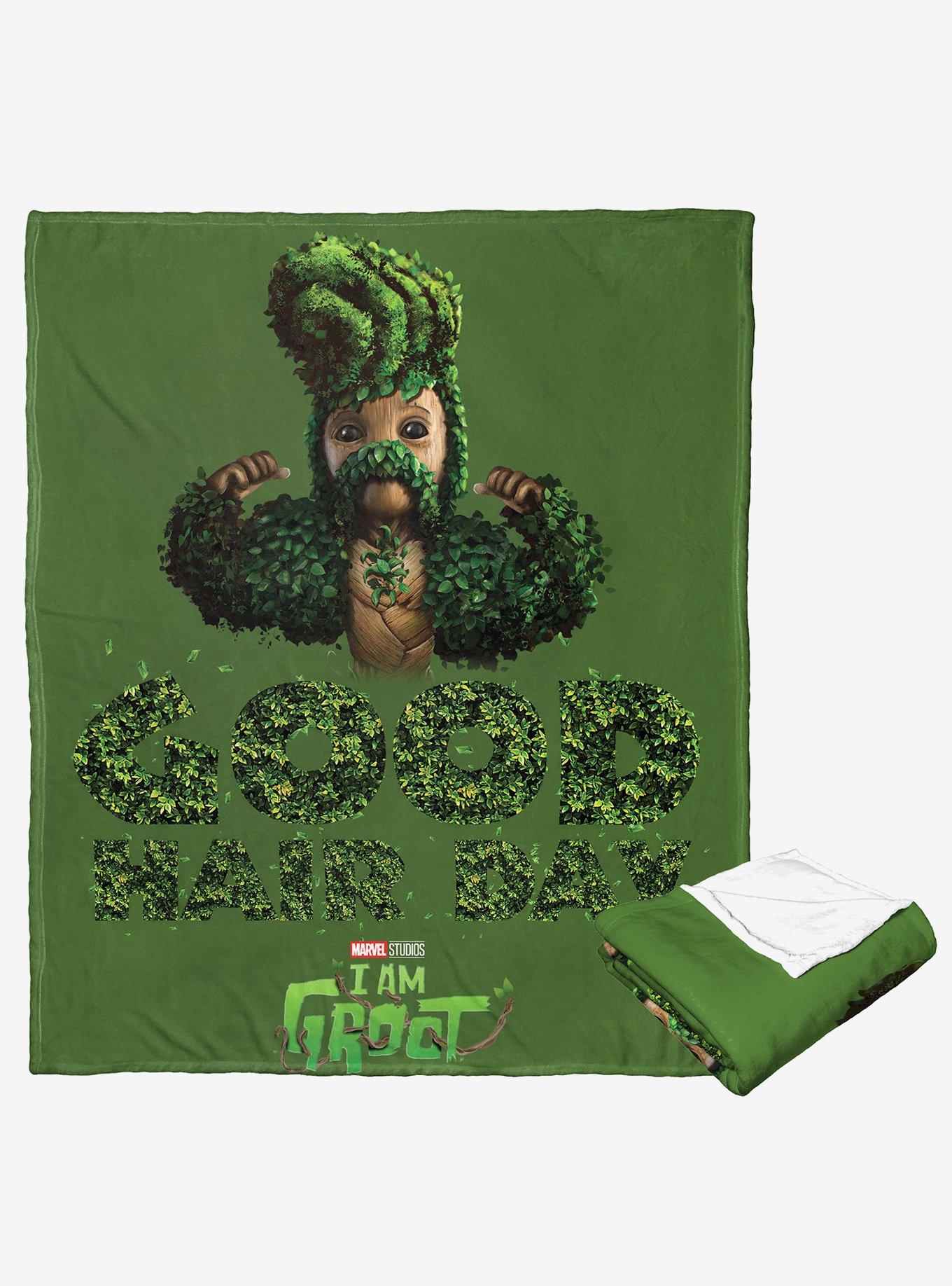 Marvel I Am Groot Good Hair Day Silk Touch Throw Blanket, , alternate