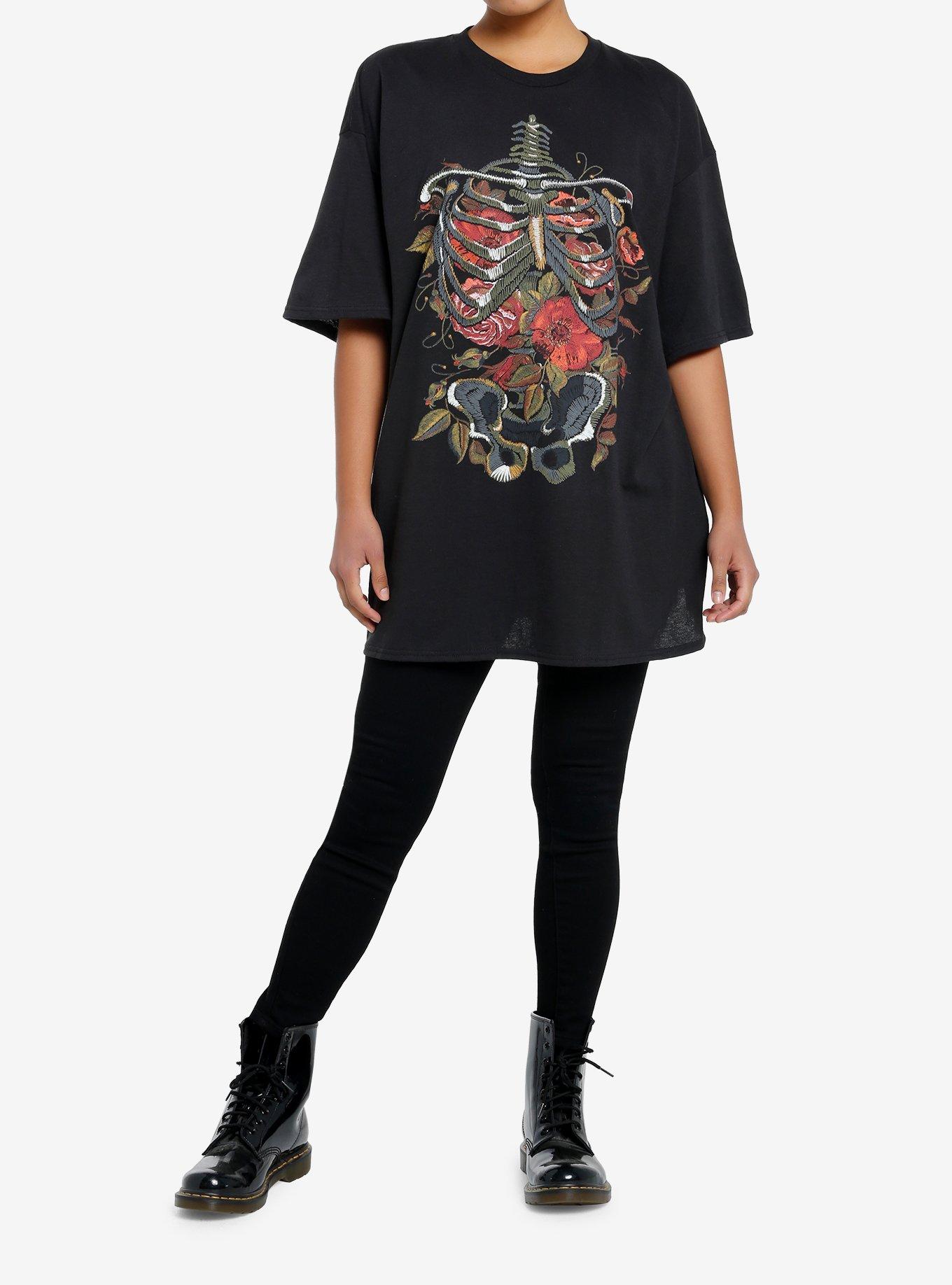 Floral Rib Cage Girls Oversized T-Shirt, , hi-res