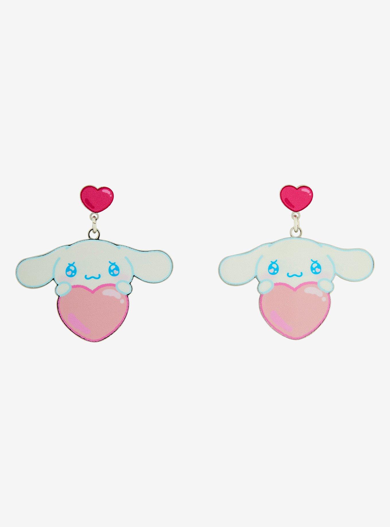 Sanrio Emo Kyun Cinnamoroll Heart Earrings, , alternate