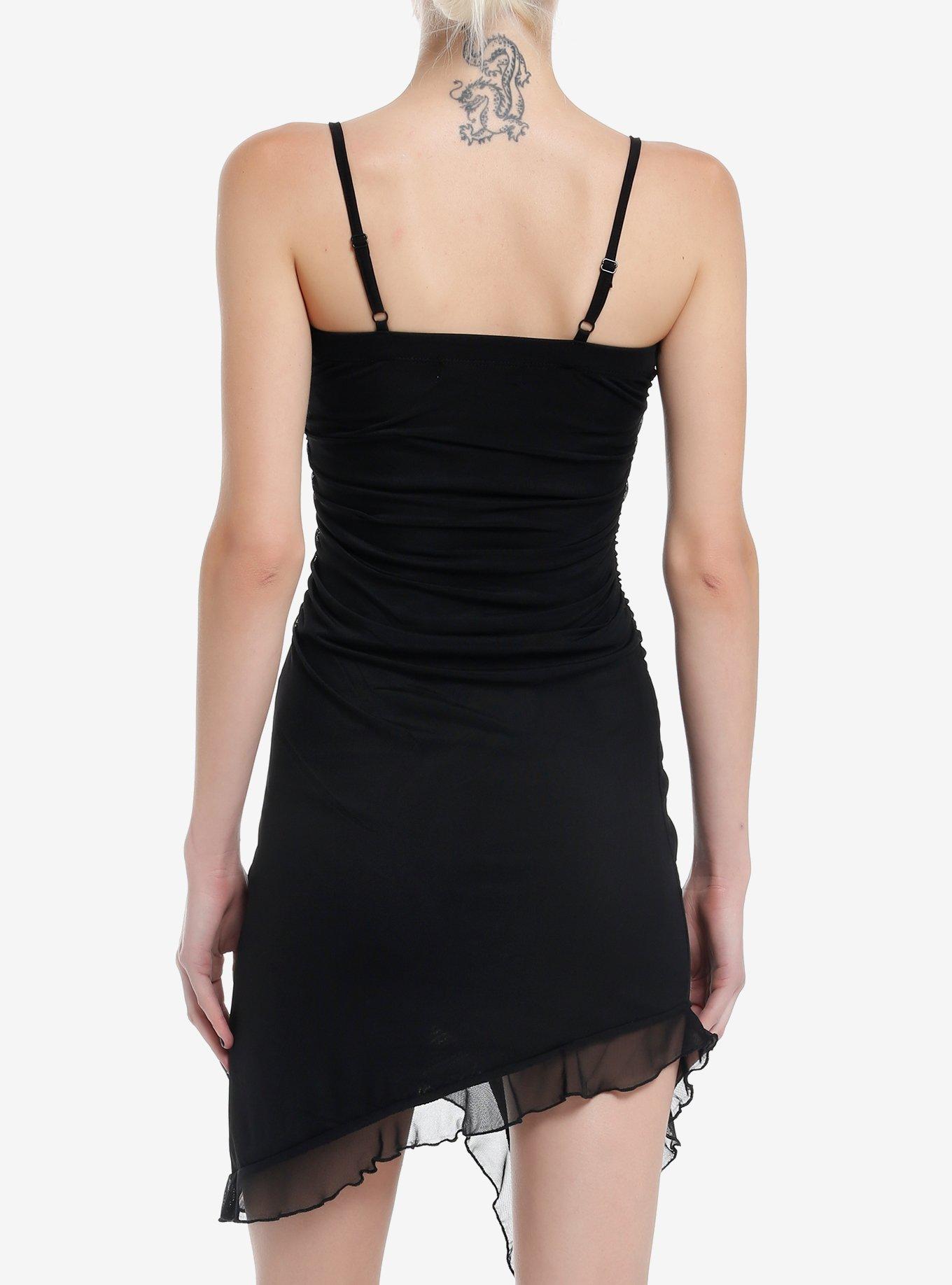 Black Ruffle Cami Dress, BLACK, alternate