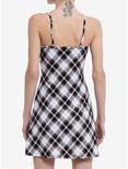 Black & Pink Plaid Lace Slip Dress, , alternate