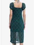 Green Plaid Empire Ruffle Midi Dress, , alternate