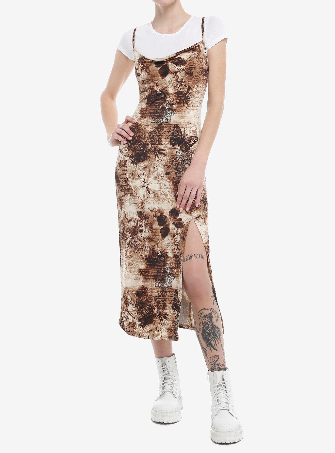 Antique Butterfly Script Twofer Midi Dress, , alternate