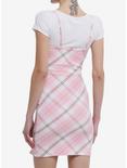 Pink Plaid Twofer Dress, , alternate