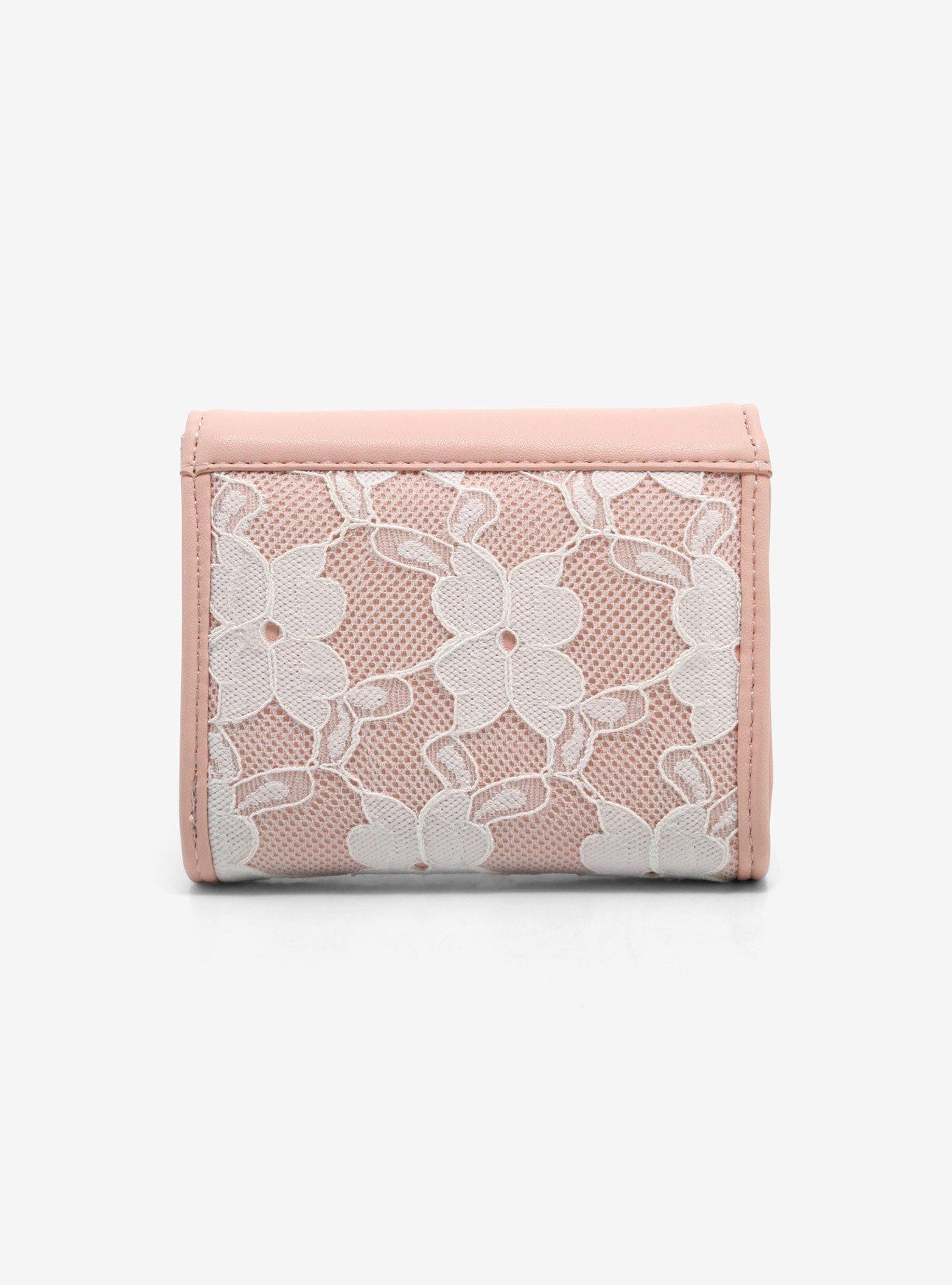 Pink Lace Bow Mini Wallet, , alternate