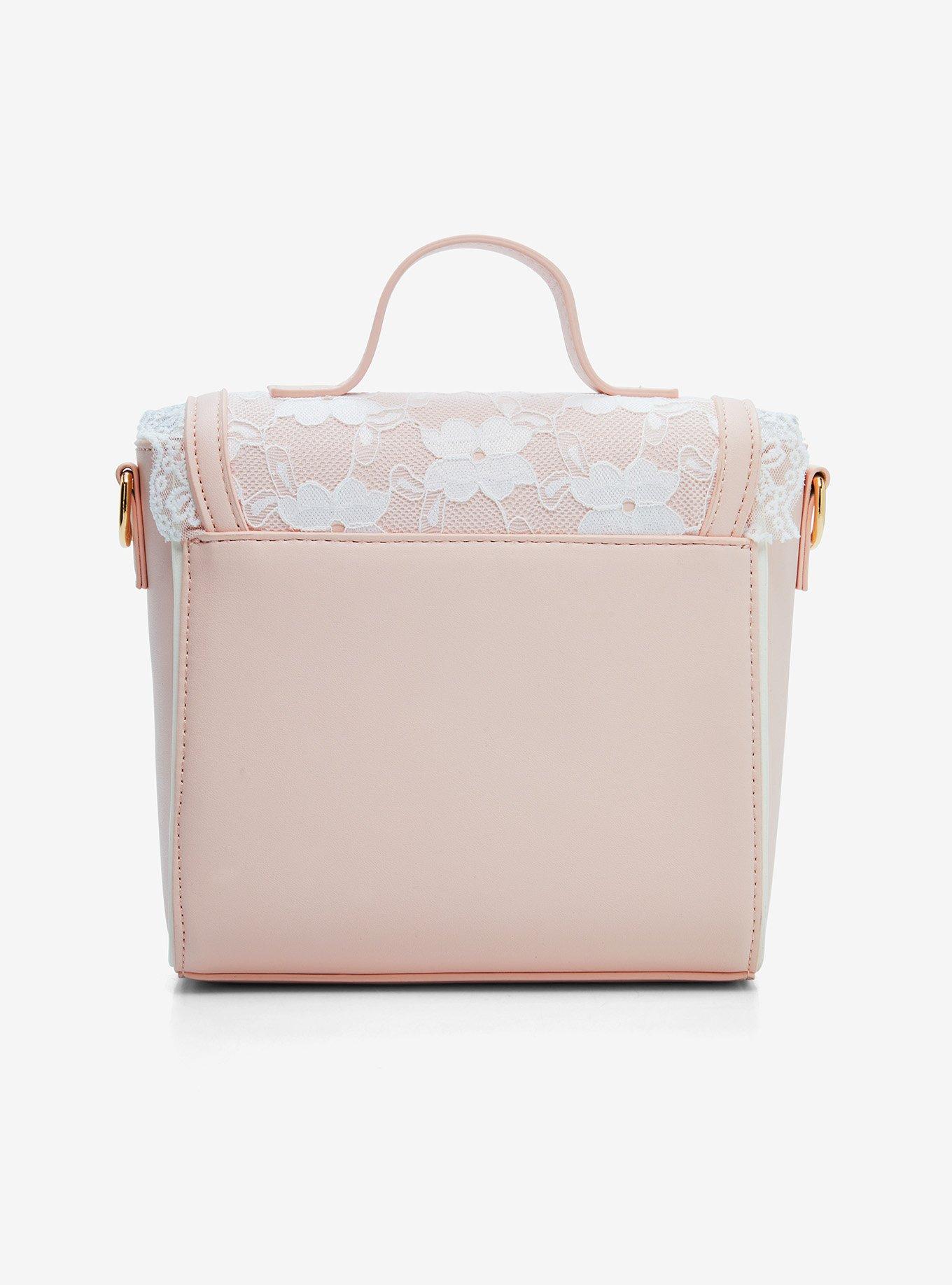 Pink Lace Bow Crossbody Bag, , alternate