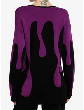 Black & Purple Drip Girls Sweater, , hi-res