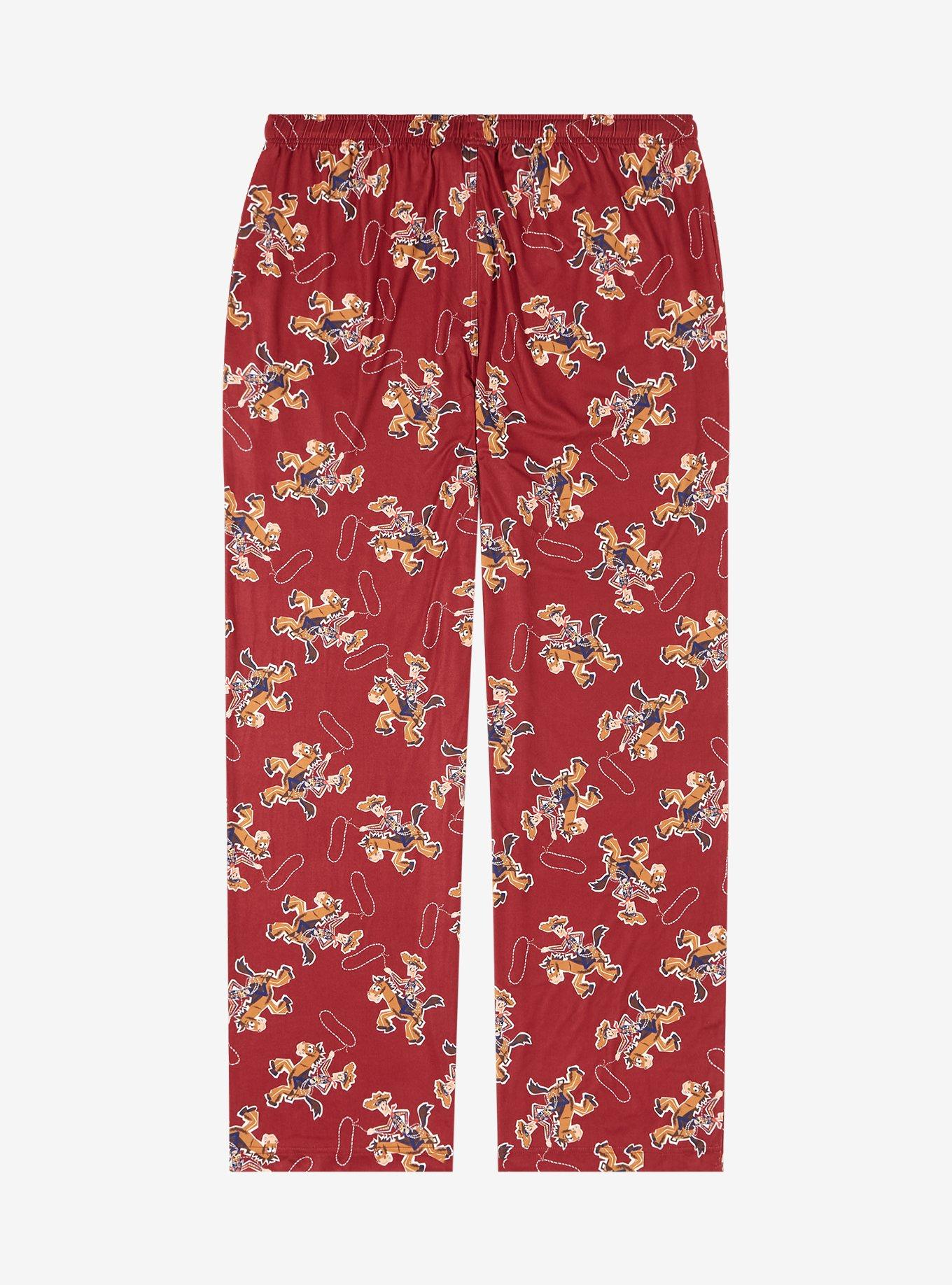 Disney Pixar Toy Story Woody and Bullseye Rodeo Allover Print Sleep Pants &mdash; BoxLunch Exclusive, BURGUNDY, alternate