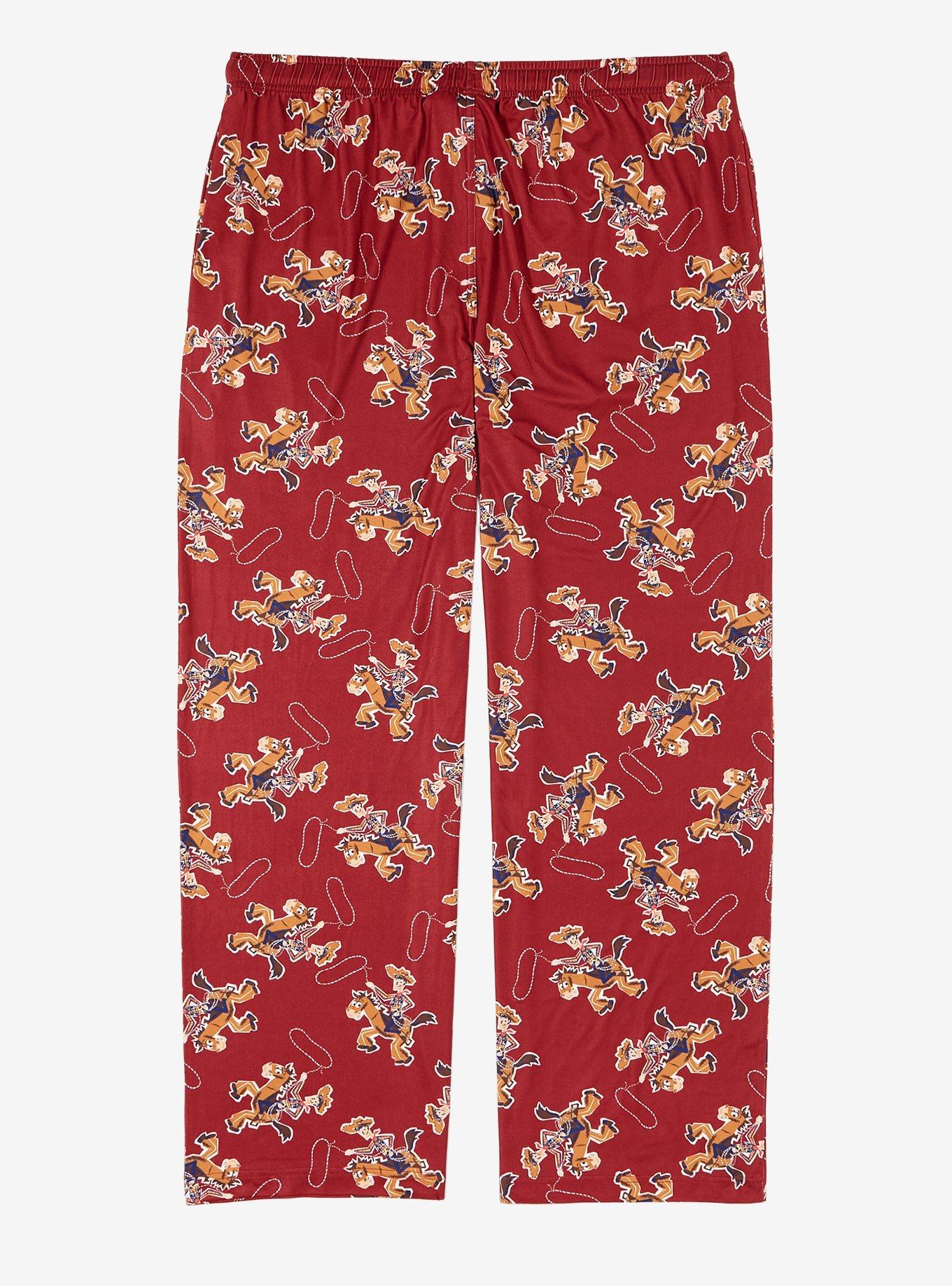 Disney Pixar Toy Story Woody and Bullseye Allover Print Women's Plus Size Sleep Pants &mdash; BoxLunch Exclusive, BURGUNDY, alternate