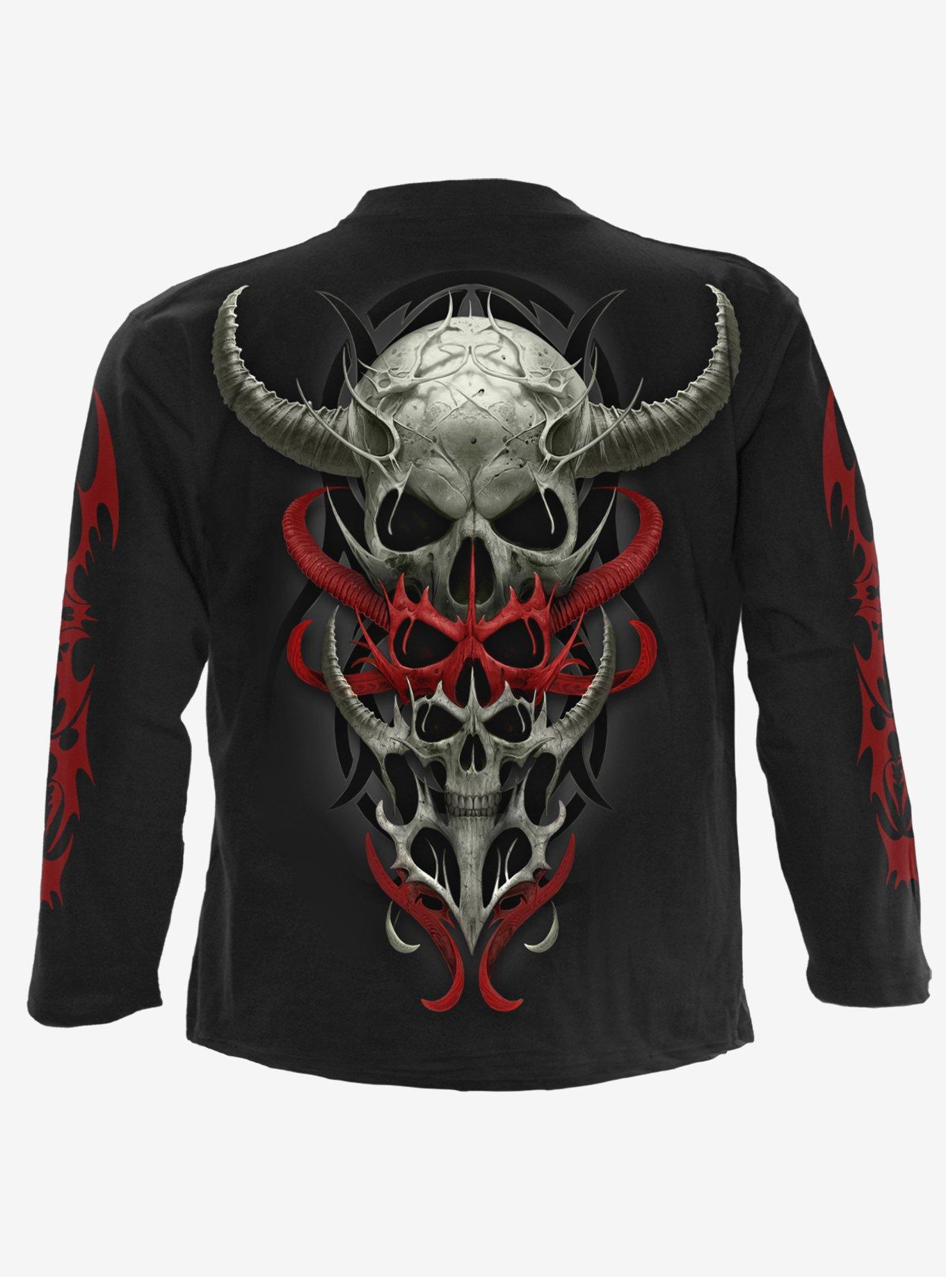 Spiral Skull Synthesis Long Sleeve T-Shirt Black