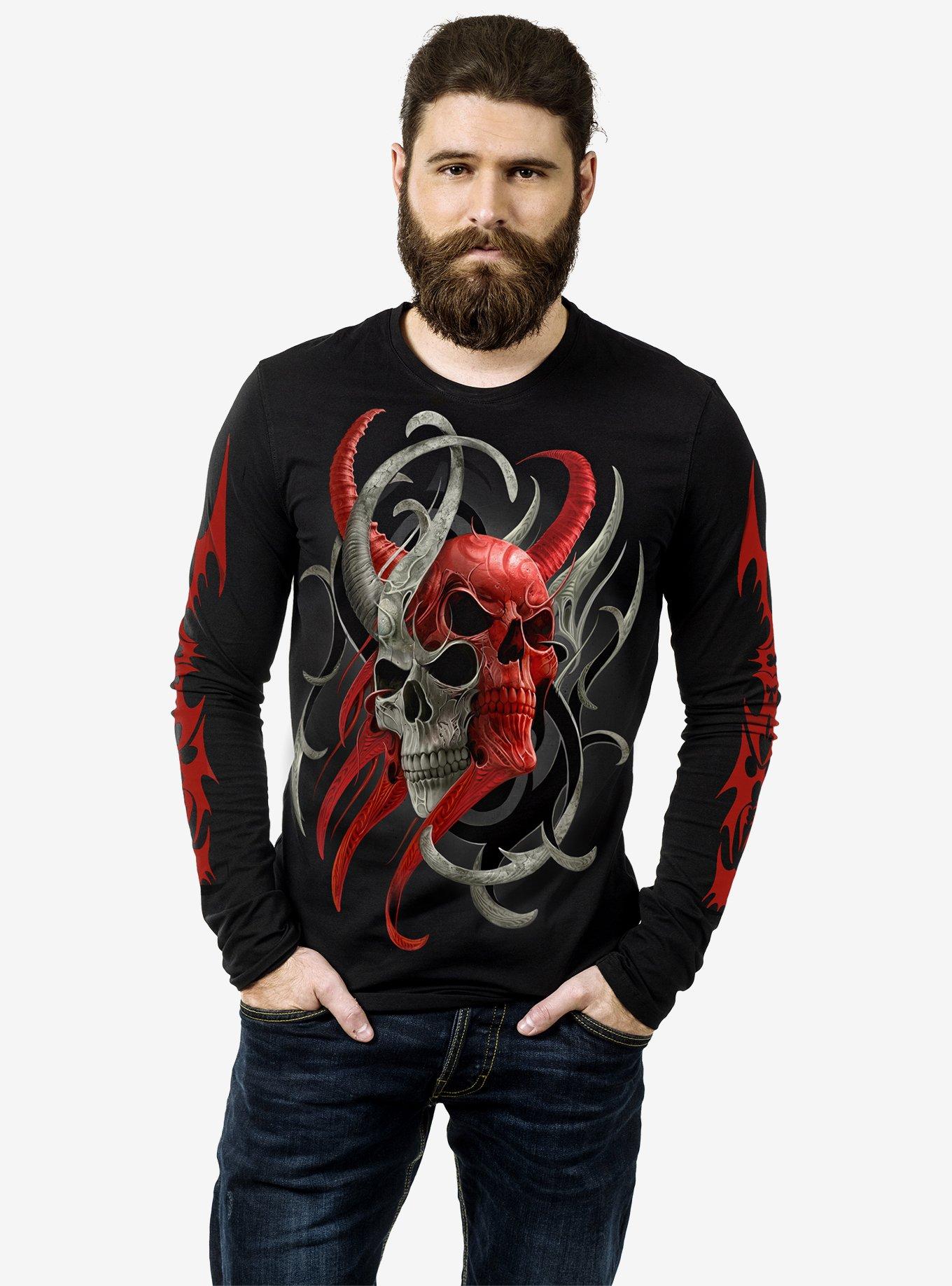 Spiral Skull Synthesis Long Sleeve T-Shirt Black