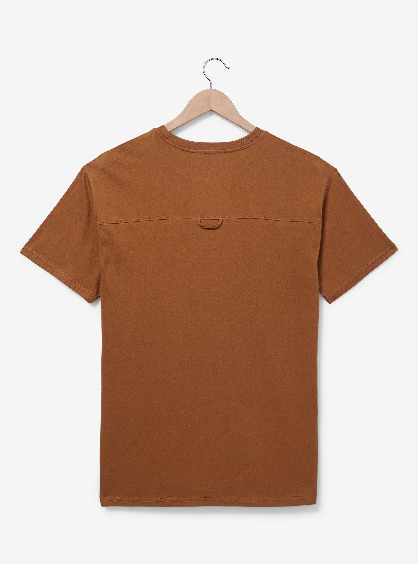 Disney Pixar Up Russell Balloon Embroidered T-Shirt &mdash; BoxLunch Exclusive, BROWN  LIGHT BROWN, alternate
