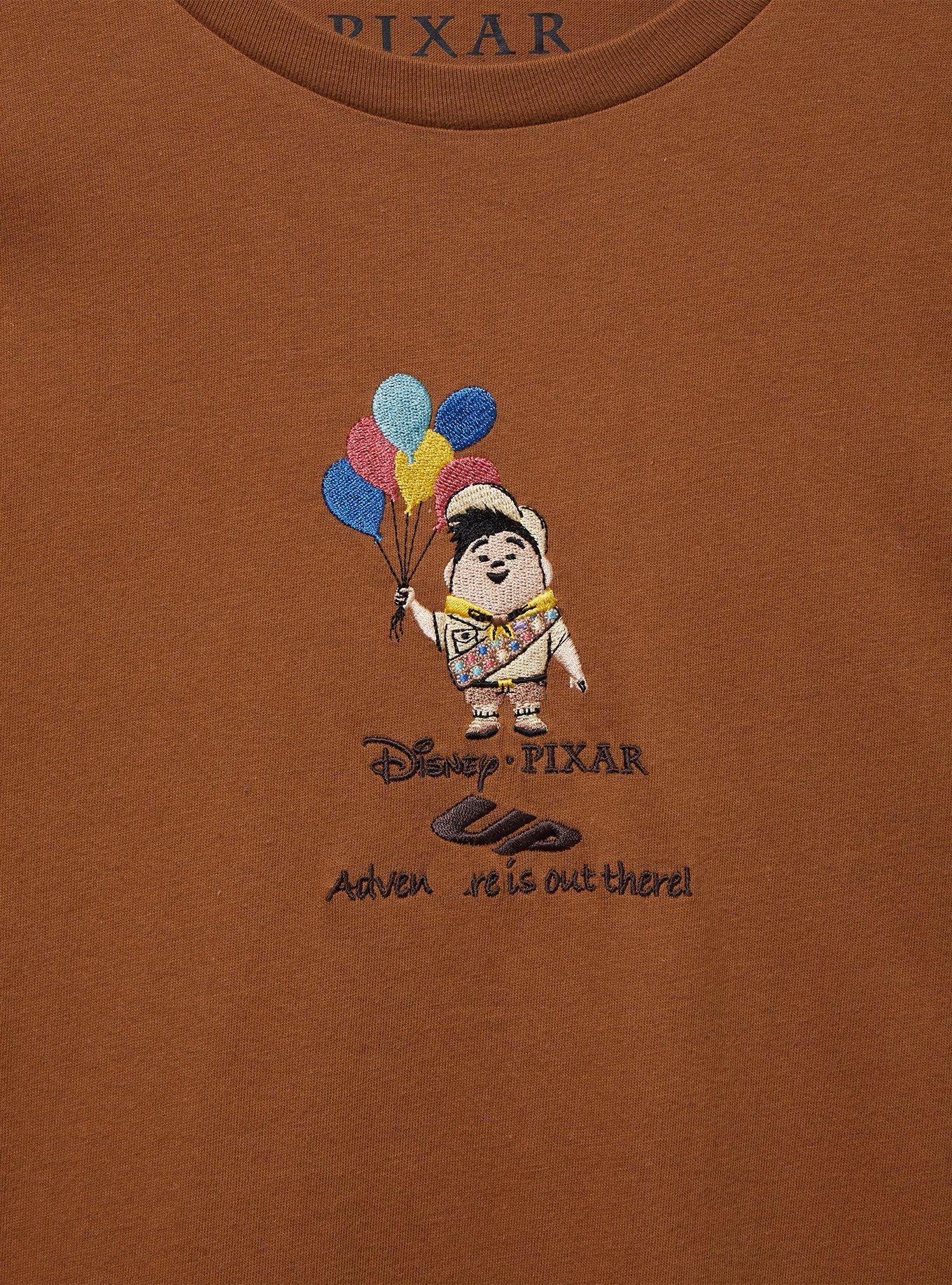 Disney Pixar Up Russell Balloon Embroidered T-Shirt &mdash; BoxLunch Exclusive, BROWN  LIGHT BROWN, alternate