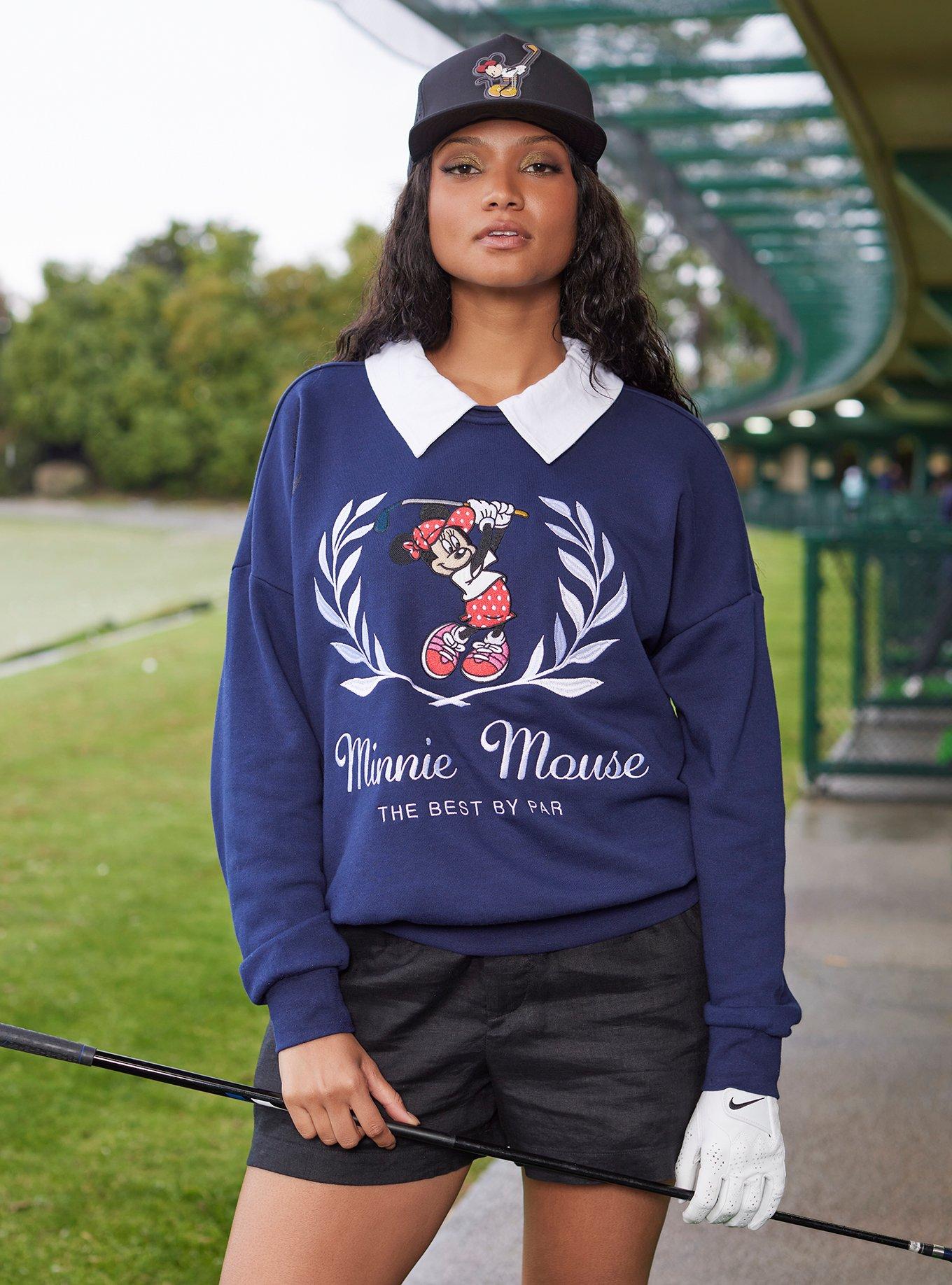 Disney Minnie Mouse Golf Collared Women's Crewneck - BoxLunch Exclusive, NAVY, alternate