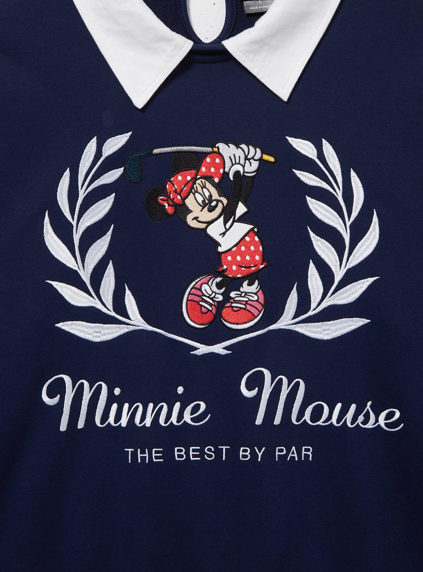 Disney Minnie Mouse Golf Collared Women's Crewneck - BoxLunch Exclusive, NAVY, alternate