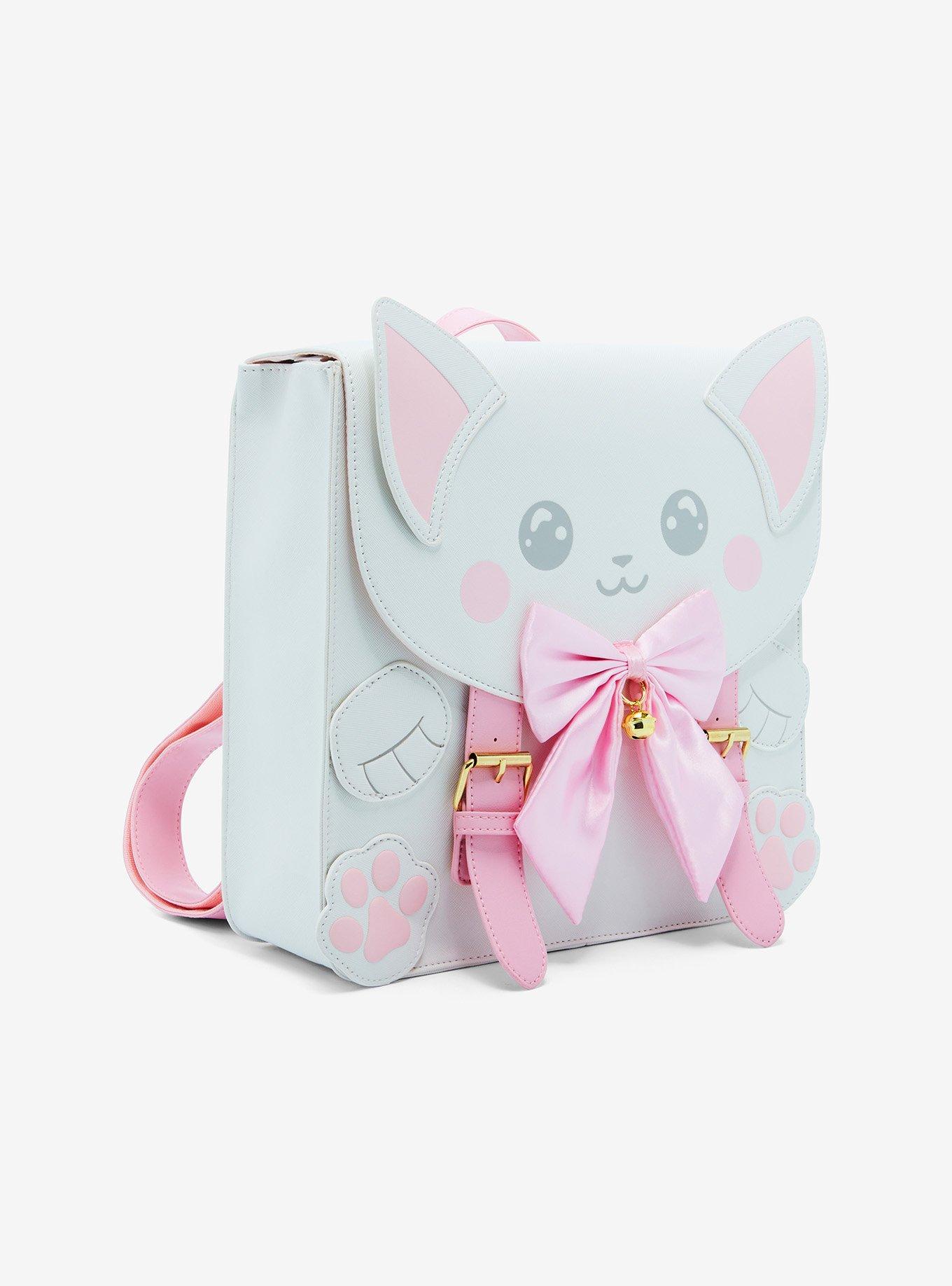 White Kawaii Cat Mini Backpack, , hi-res