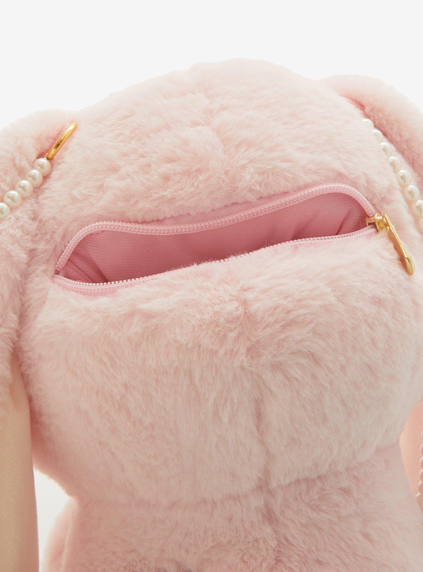 Pastel Pink Bunny Plush Crossbody Bag, , alternate