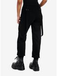 Black Denim Zipper Jogger Pants, BLACK, alternate