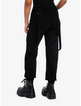 Black Denim Zipper Jogger Pants, , hi-res