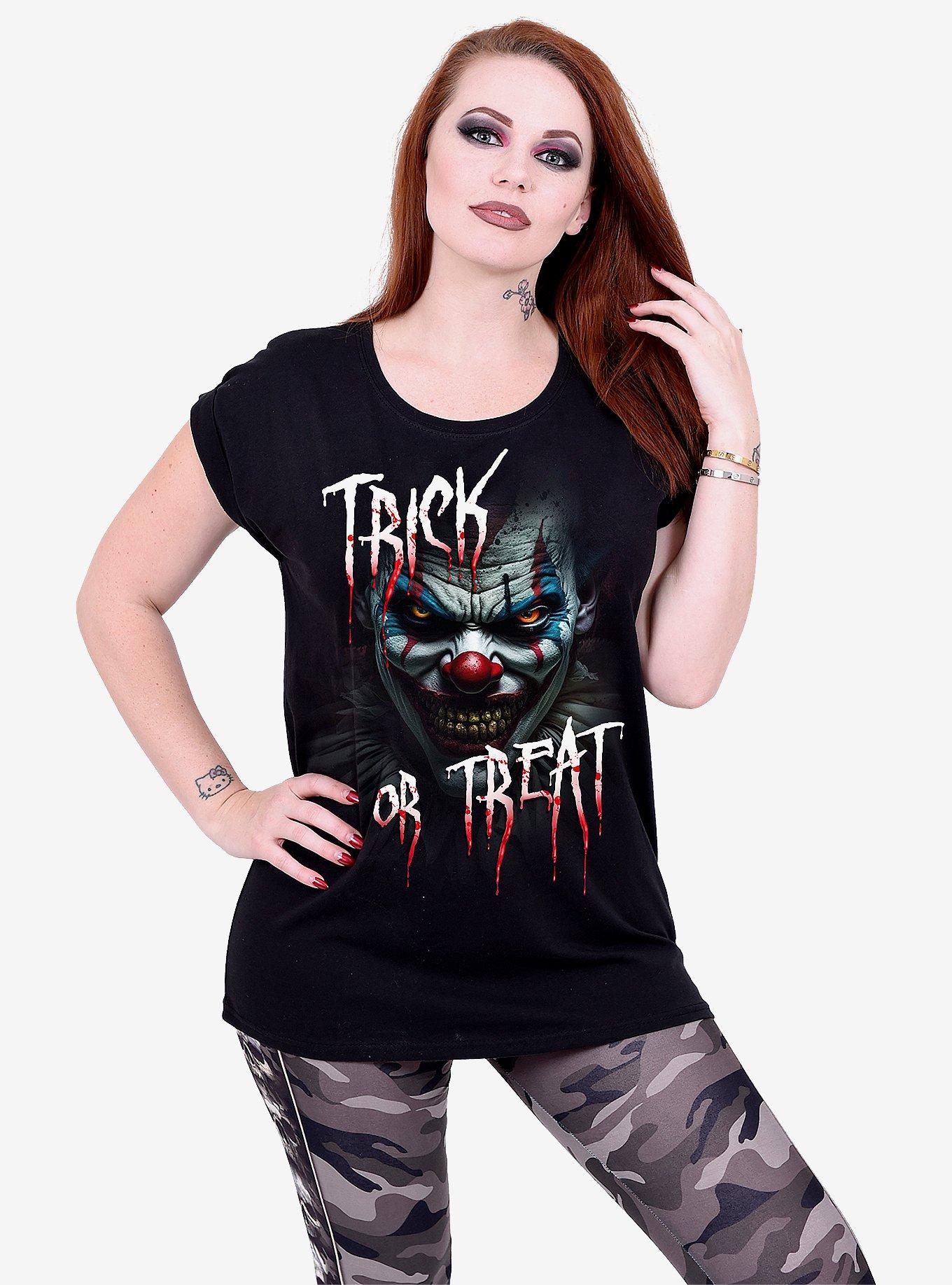 Spiral Trick Or Treat Turnup Sleeve Loose Fit Tee, BLACK, alternate