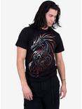 Spiral Dragon Shards Front Print T-Shirt Black, BLACK, alternate