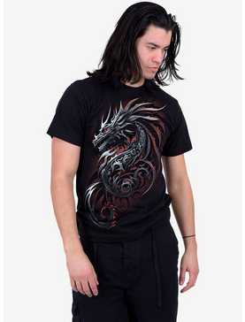 Spiral Dragon Shards Front Print T-Shirt Black, , hi-res