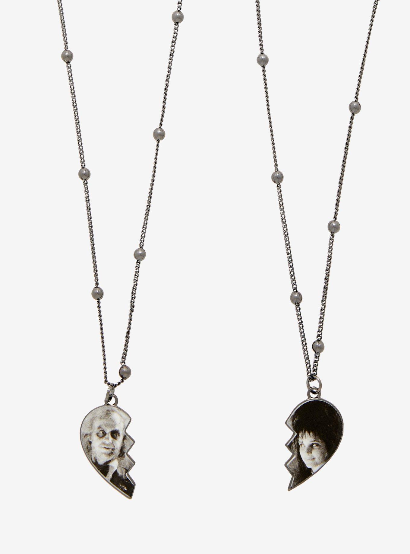 Beetlejuice Lydia Heart Best Friend Necklace Set, , alternate