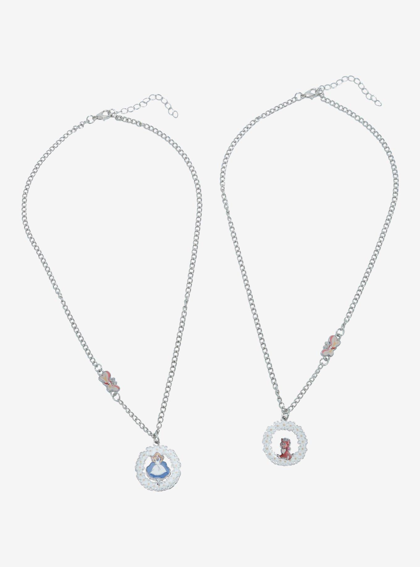Disney Alice In Wonderland Floral Wreath Best Friend Necklace Set, , alternate