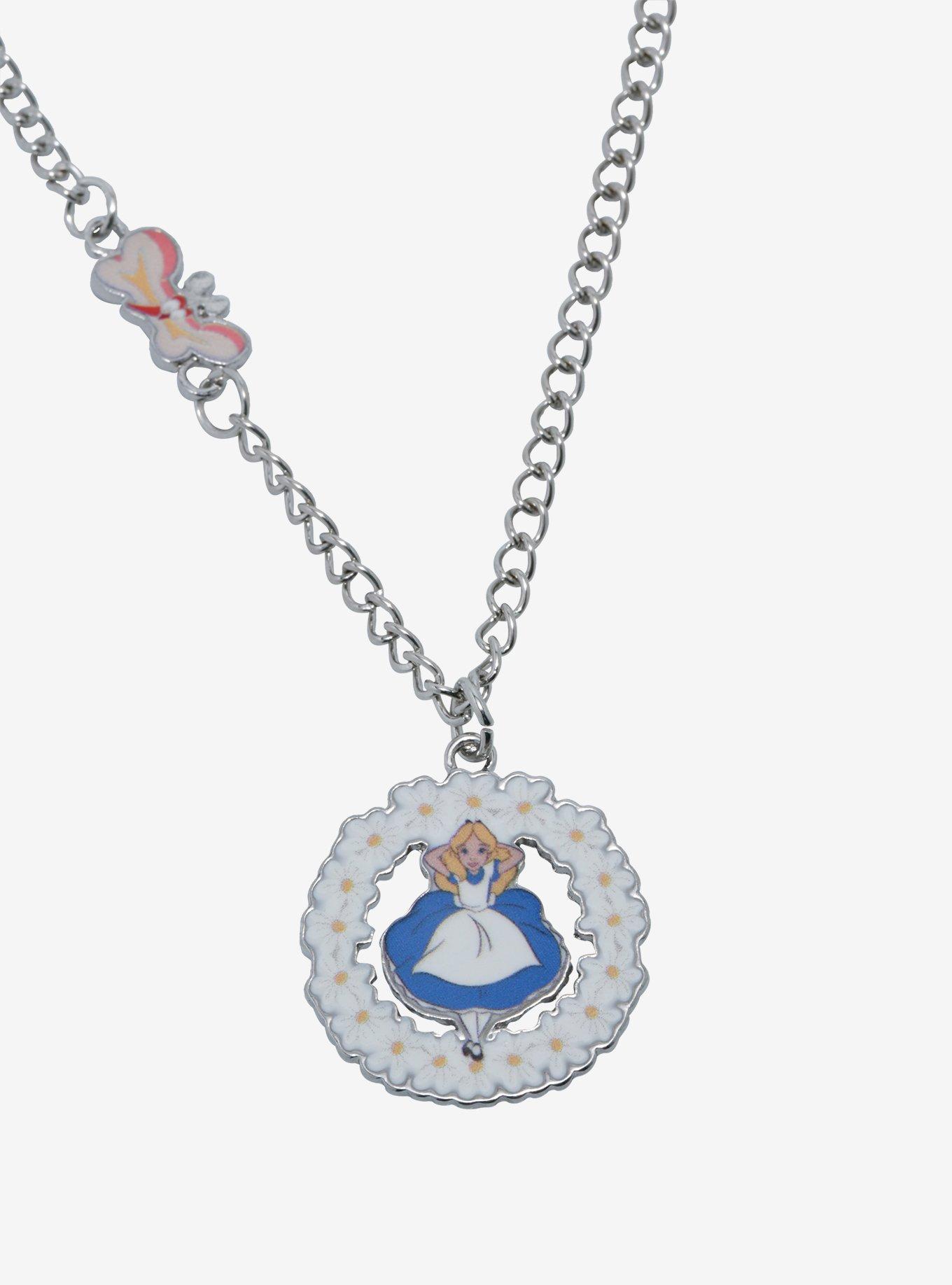 Disney Alice In Wonderland Floral Wreath Best Friend Necklace Set, , alternate
