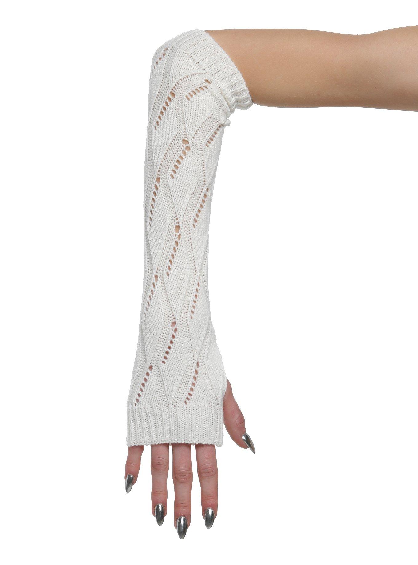 Cream Pointelle Arm Warmers, , hi-res