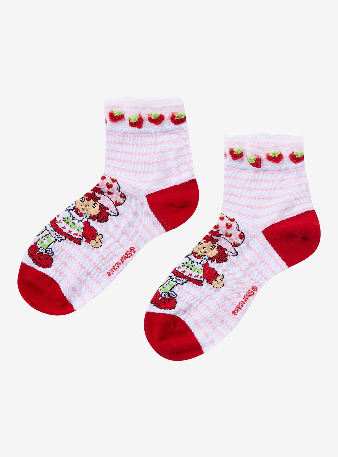 Strawberry Shortcake Mesh Strawberry Ankle Socks, , hi-res