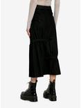 Black Denim Zip Ruched Midaxi Skirt, BLACK, alternate