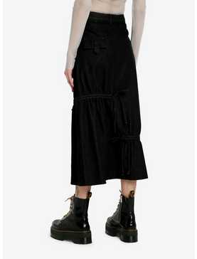 Black Denim Zip Ruched Midaxi Skirt, , hi-res