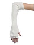 Ribbed Cream Lace Ribbon Arm Warmers, , alternate