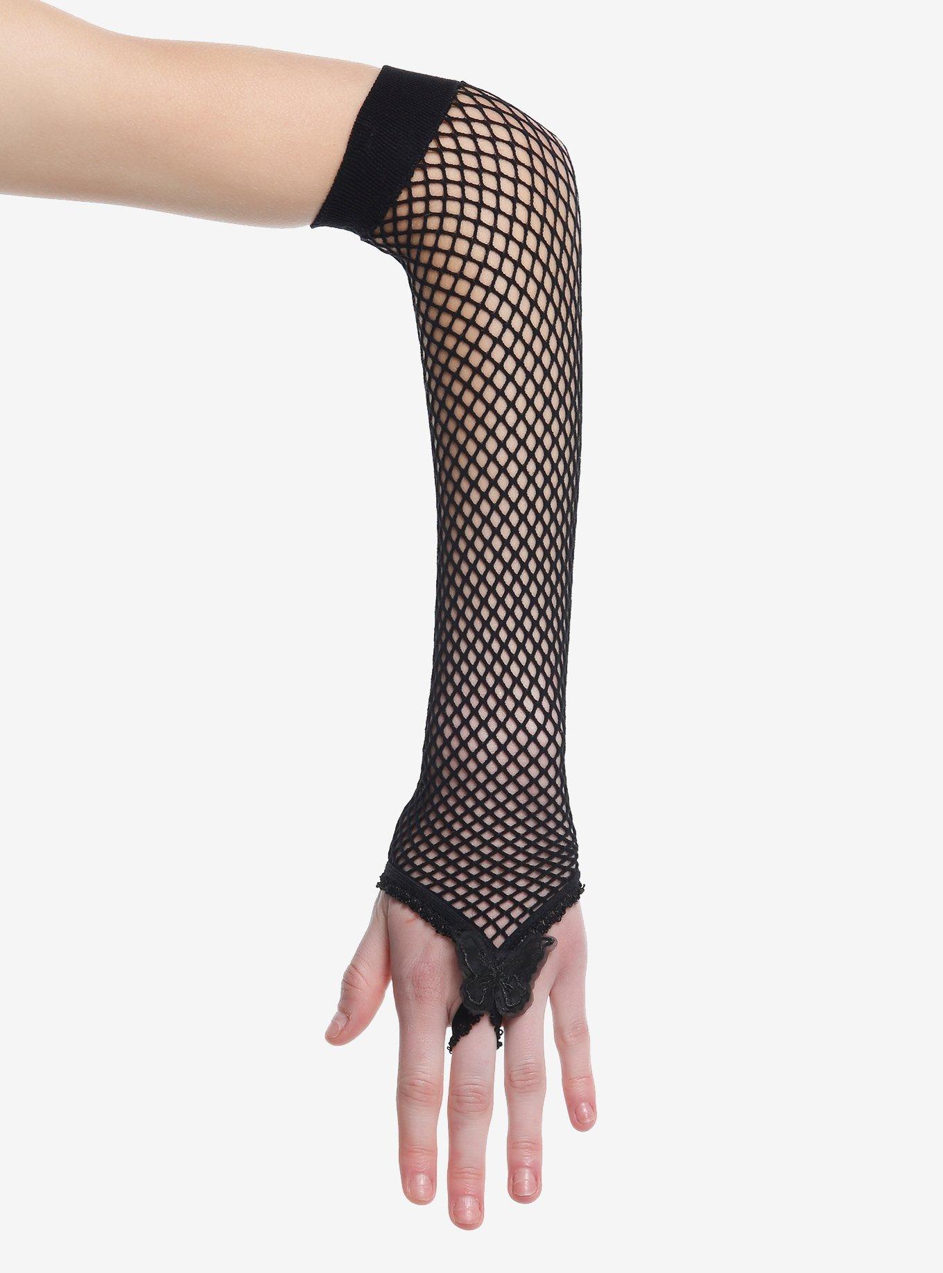 Black Butterfly Fishnet Arm Warmers, , alternate