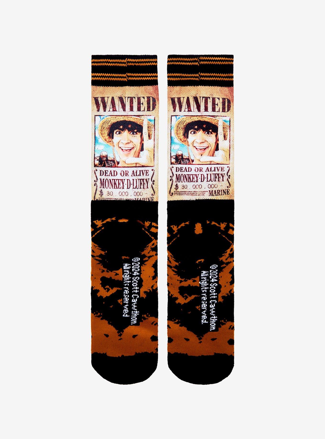 One Piece Luffy Live Action Wanted Poster Crew Socks, , hi-res