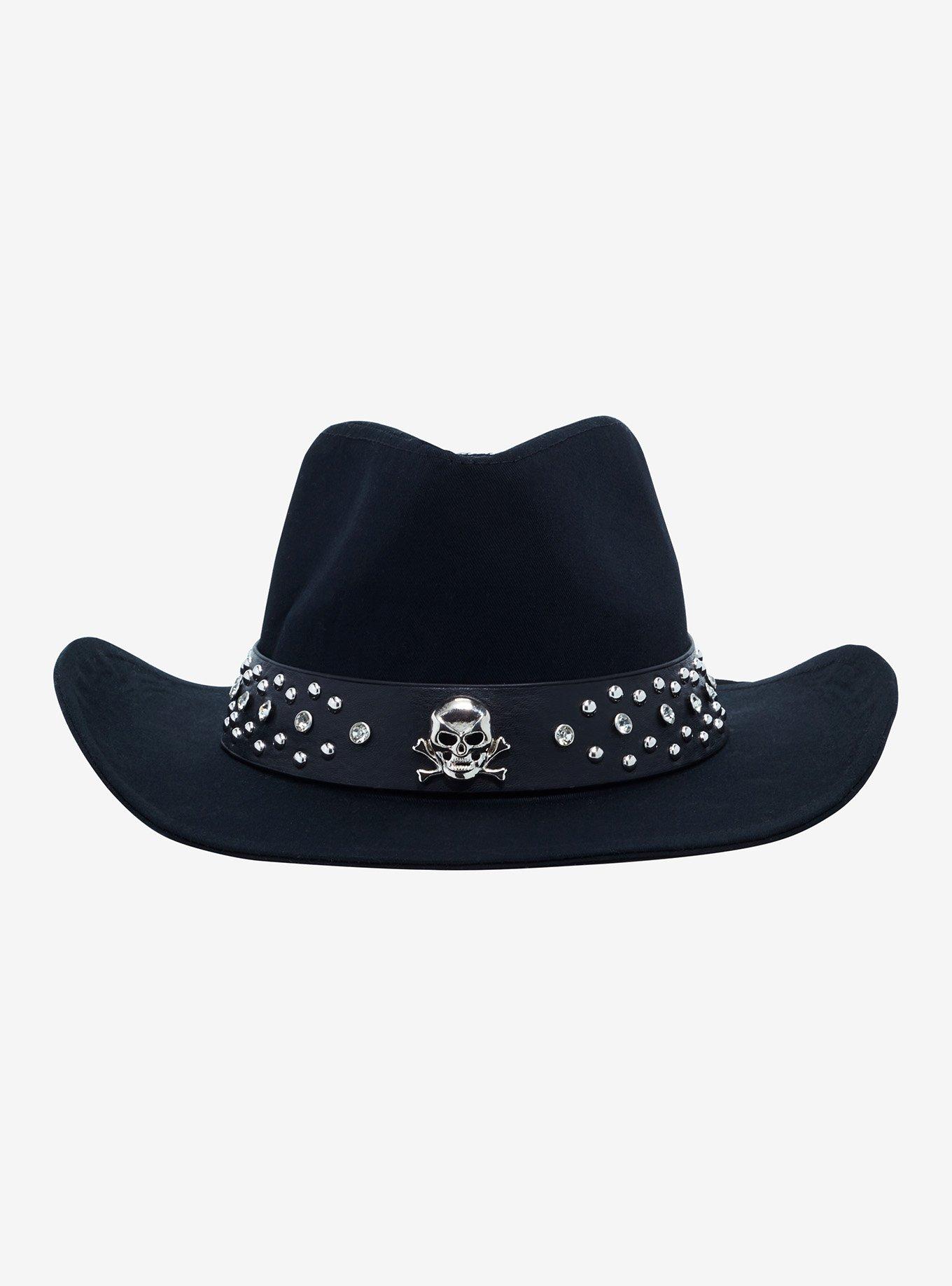 Black Skull & Rhinestone Cowboy Hat, , alternate