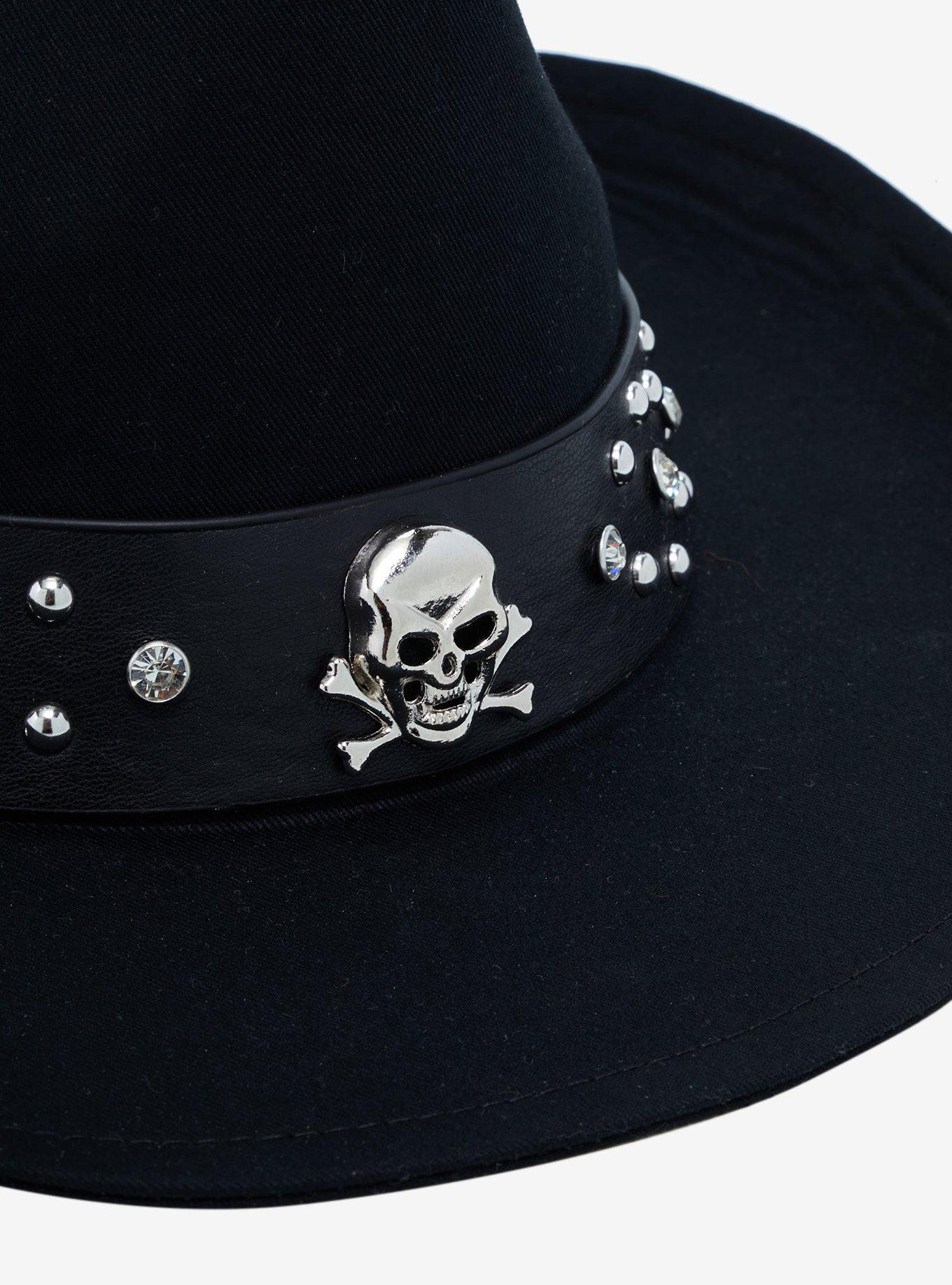 Black Skull & Rhinestone Cowboy Hat, , alternate