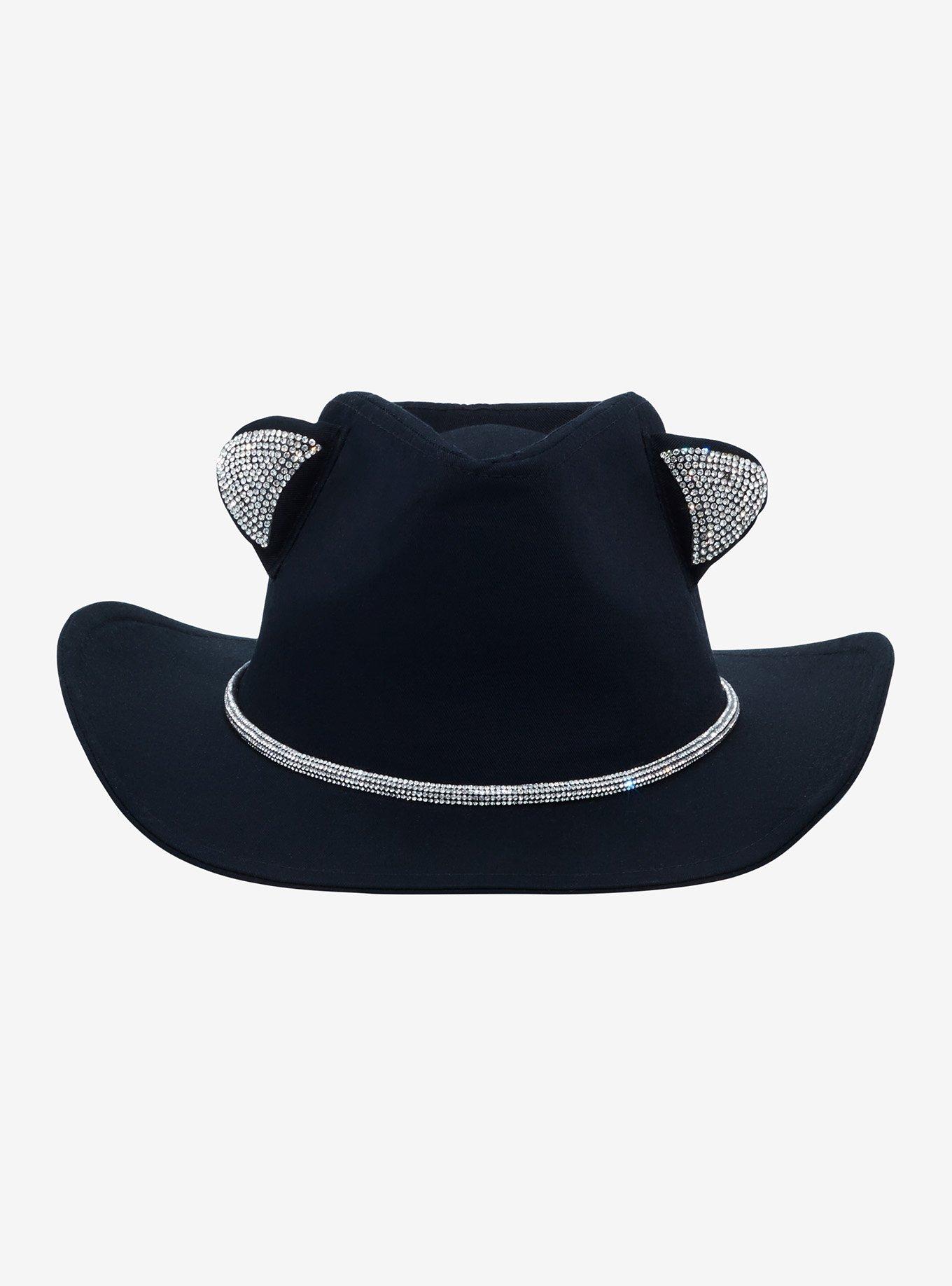 Black Sparkle Cat Ears Cowboy Hat, , alternate