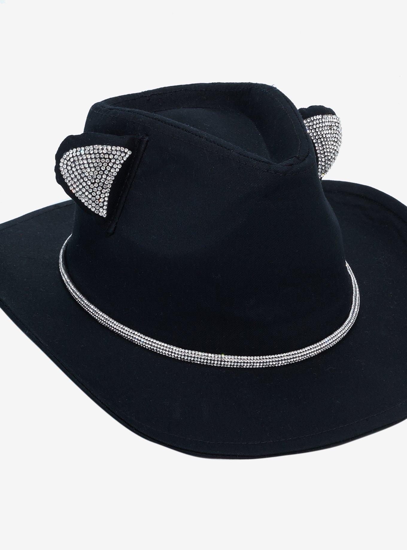 Black Sparkle Cat Ears Cowboy Hat, , alternate