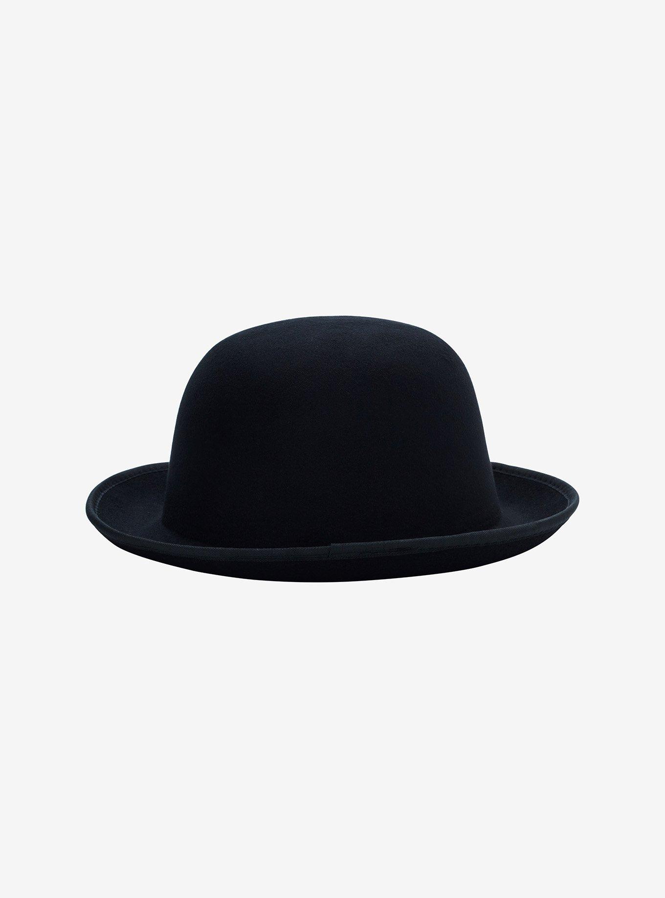 Black With White Rose Bowler Hat, , alternate