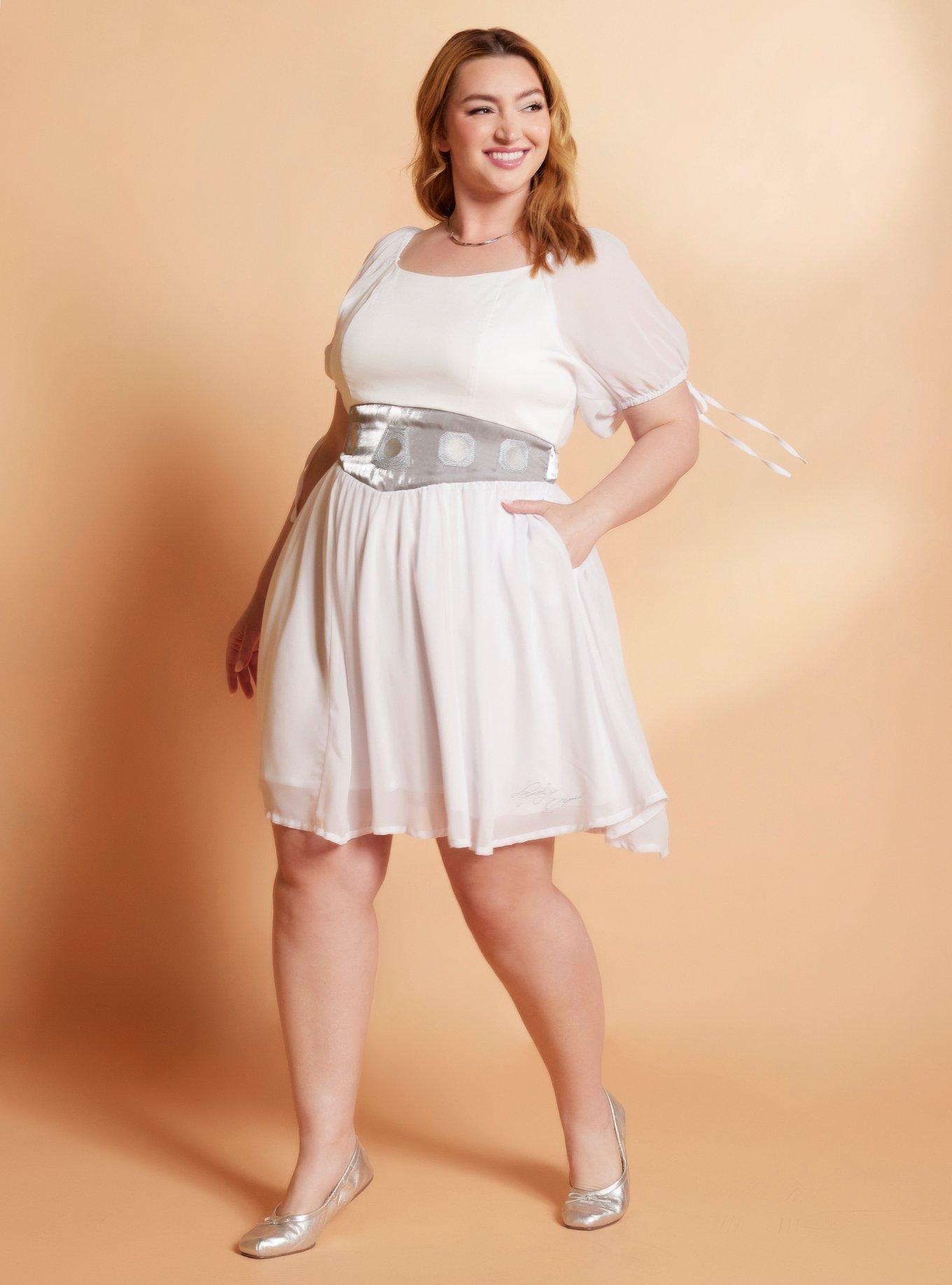 Her Universe Star Wars Princess Leia Puff Sleeve Dress Plus Size Her Universe Exclusive, BRIGHT WHITE, alternate